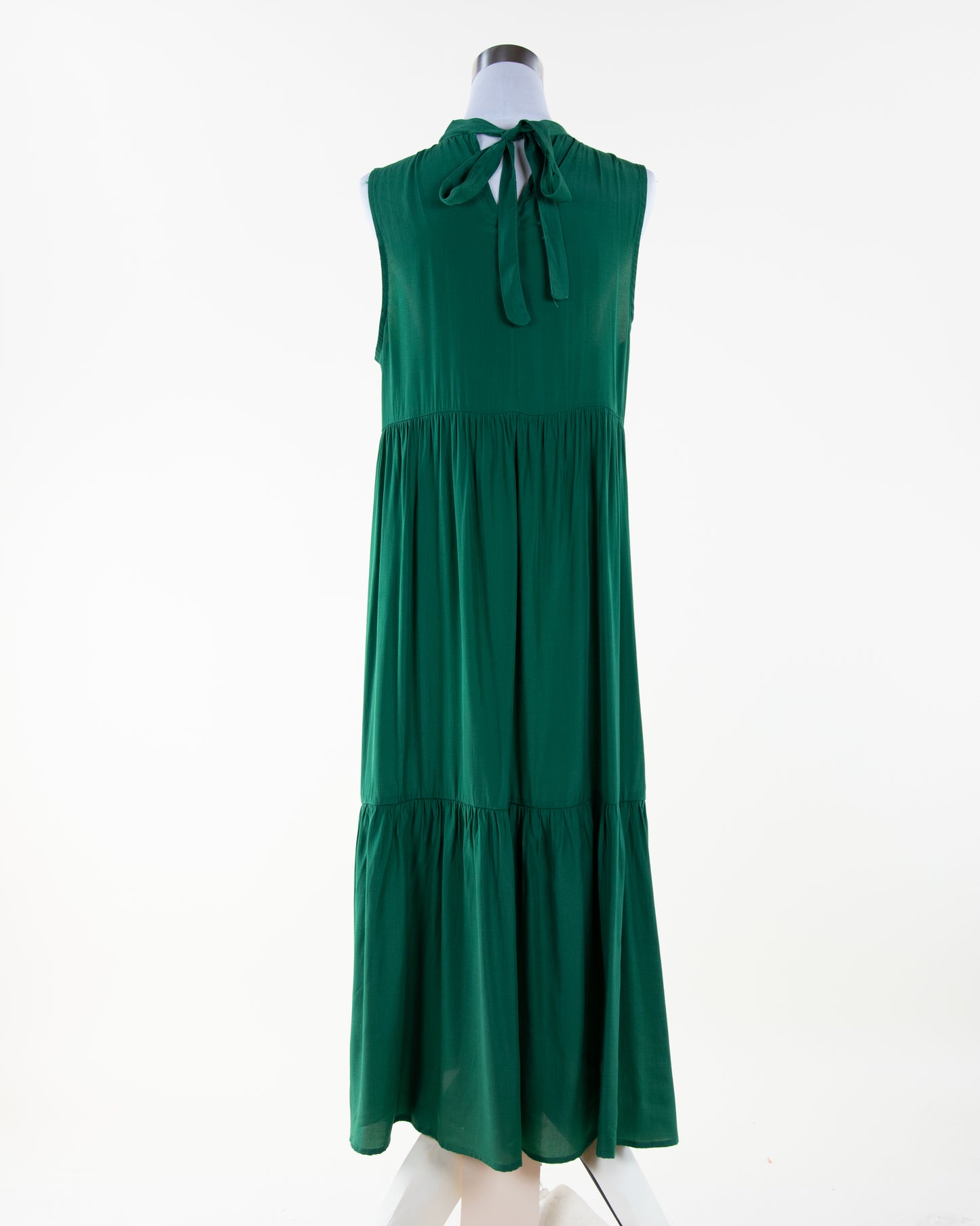 Silky Feel Sleeveless Tiered Midi Dress