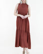Silky Feel Sleeveless Tiered Midi Dress