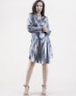 Metallic Surplice Long Sleeve Midi Dress