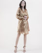 Metallic Surplice Long Sleeve Midi Dress