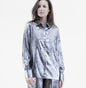 Metallic Long Sleeve Button-up Collared Shirt