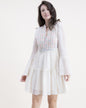 Cotton Blend Vintage Lace Paillettes Detail Midi Dress