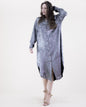 Metallic Long Sleeve Button-up Collared Shirt Dress