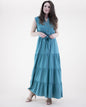 Breezy Sleeveless Button Front Tiered Midi Dress
