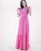 Breezy Butterfly Sleeve Button Front Tiered Midi Dress