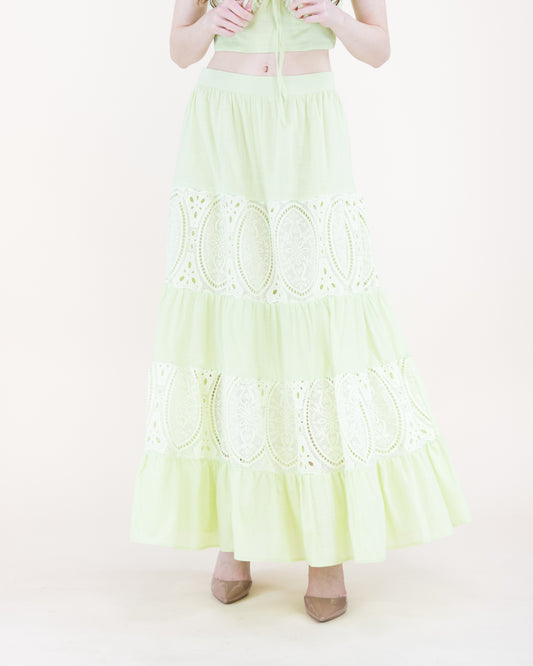 Garden Flora Lace Tiered Maxi Skirt