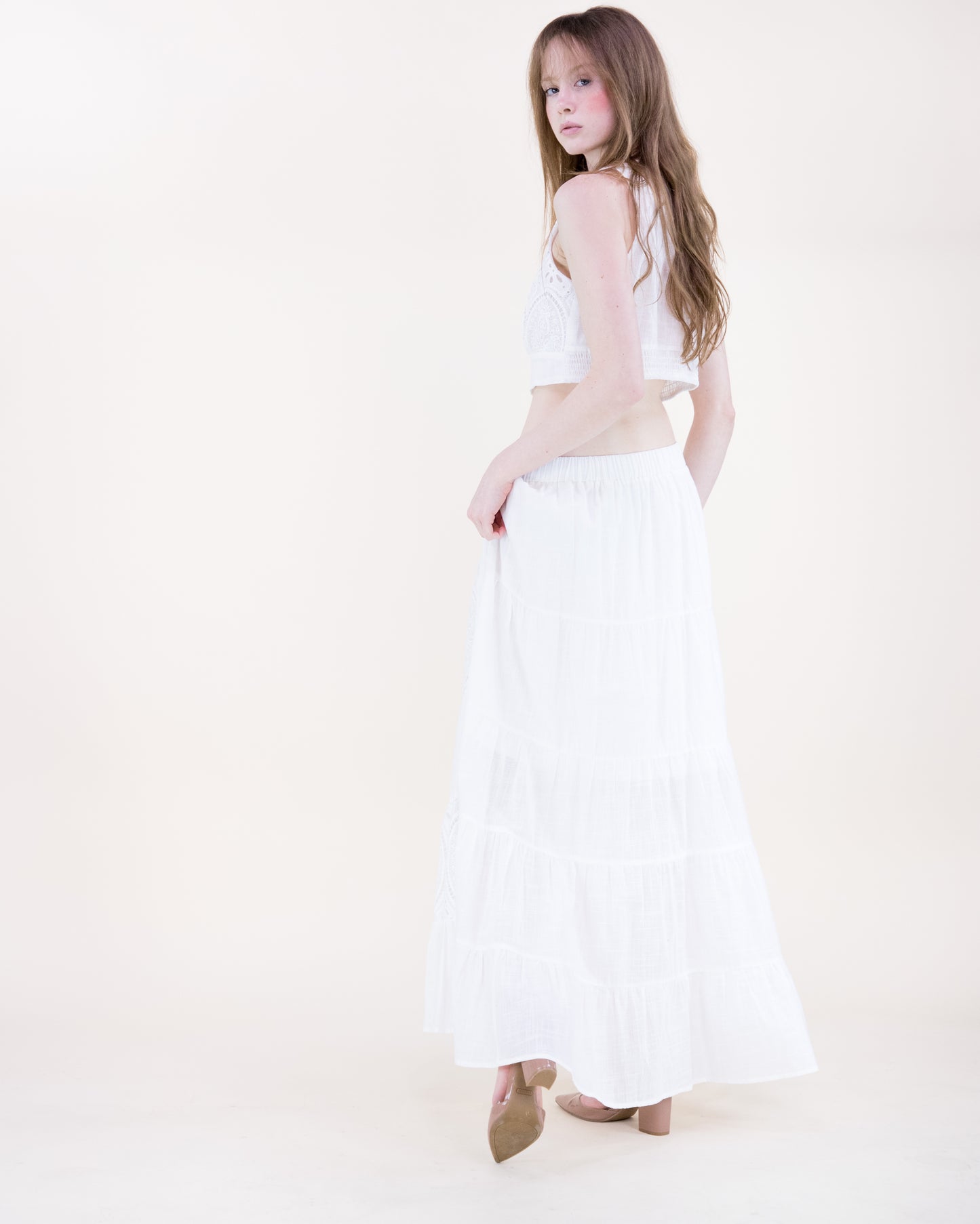 Garden Flora Lace Tiered Maxi Skirt