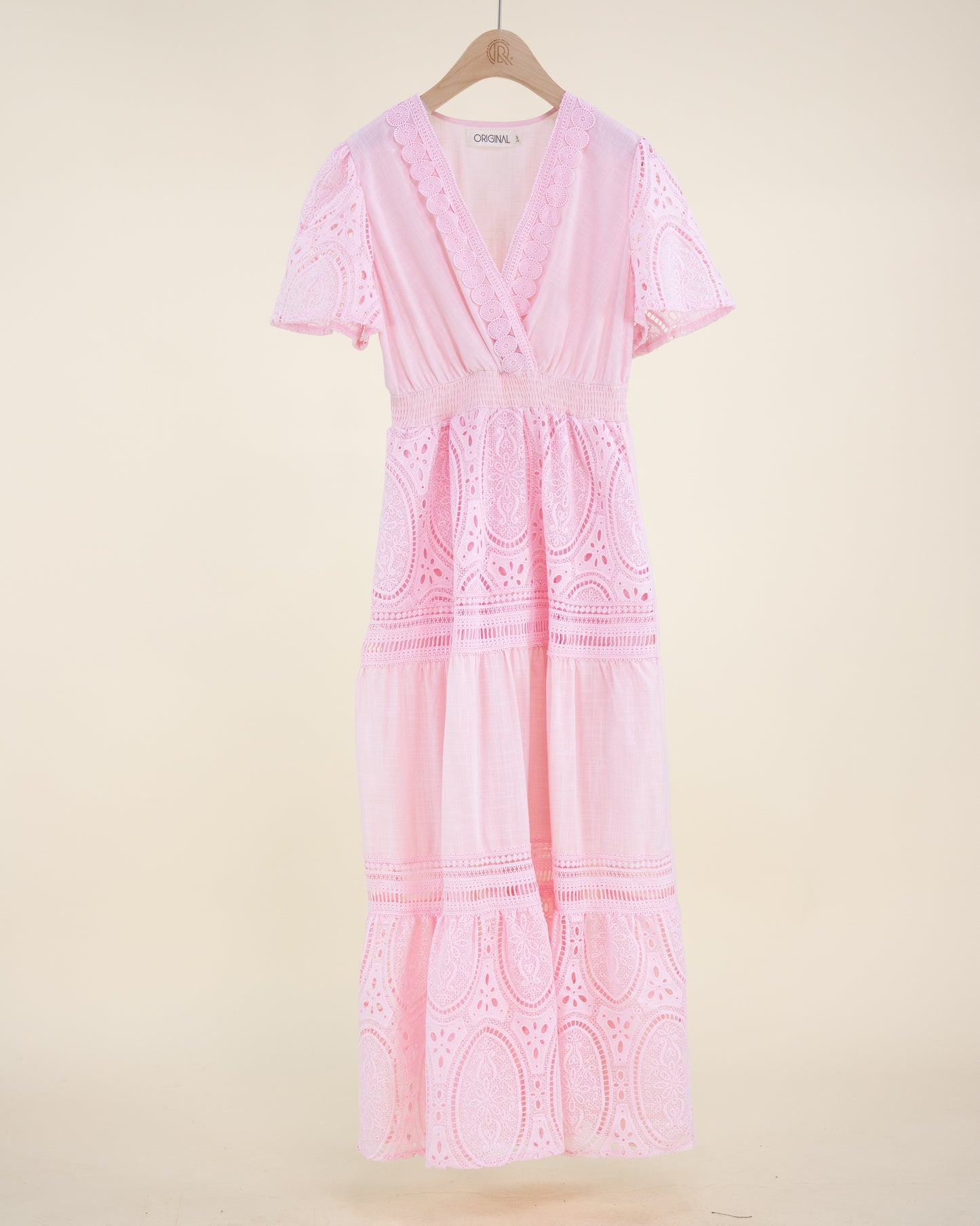 Garden Flora Lace Surplice Butterfly Sleeve Maxi Dress