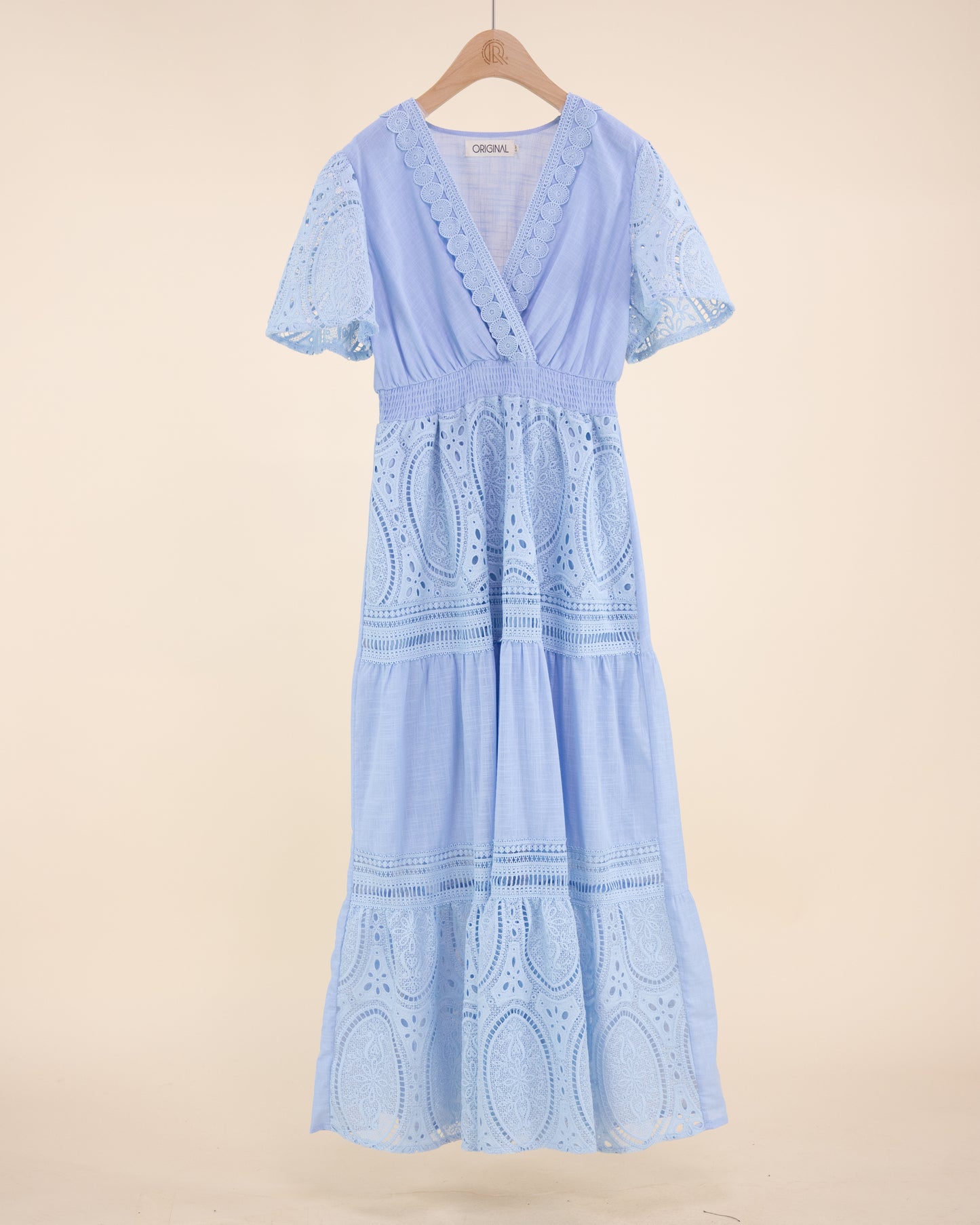 Garden Flora Lace Surplice Butterfly Sleeve Maxi Dress