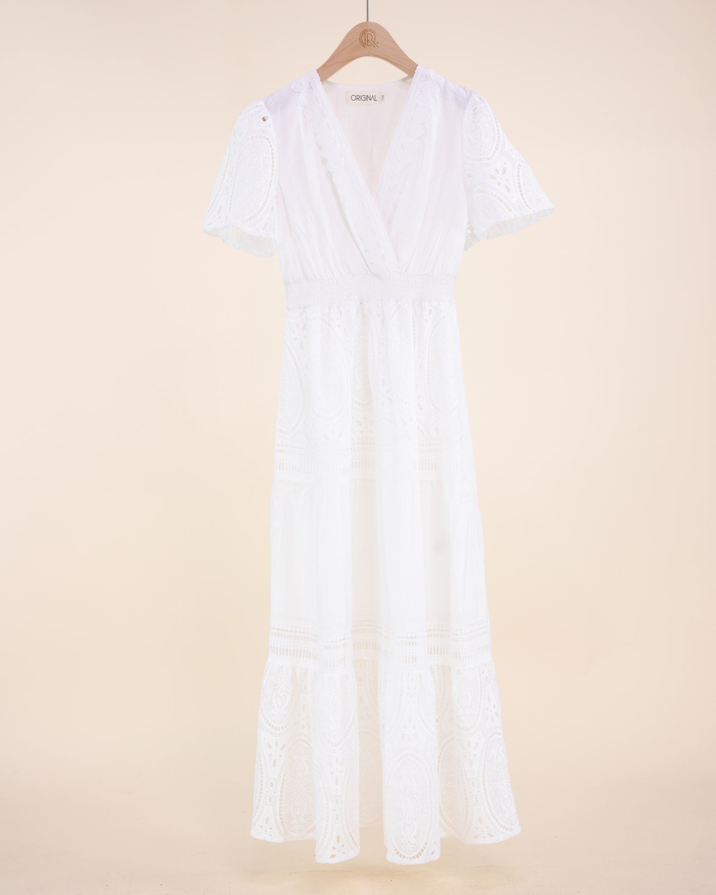 Garden Flora Lace Surplice Butterfly Sleeve Maxi Dress
