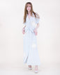 Magnolia Flower Appliqué Belted Maxi Shirt Dress