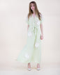 Magnolia Flower Appliqué Belted Maxi Shirt Dress