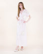Magnolia Flower Appliqué Belted Maxi Shirt Dress