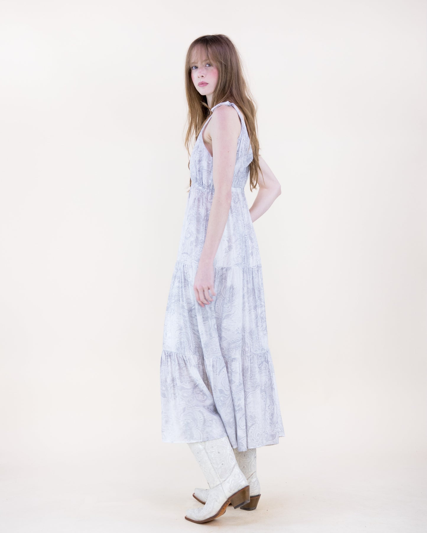 Soft Petal Paisley Strap Sundress