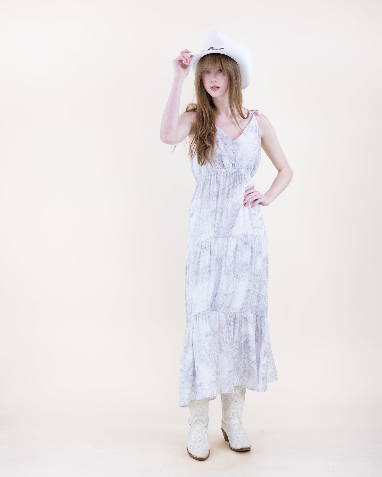 Soft Petal Paisley Strap Sundress
