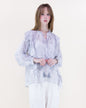 Soft Petal Paisley Ruffle Blouse