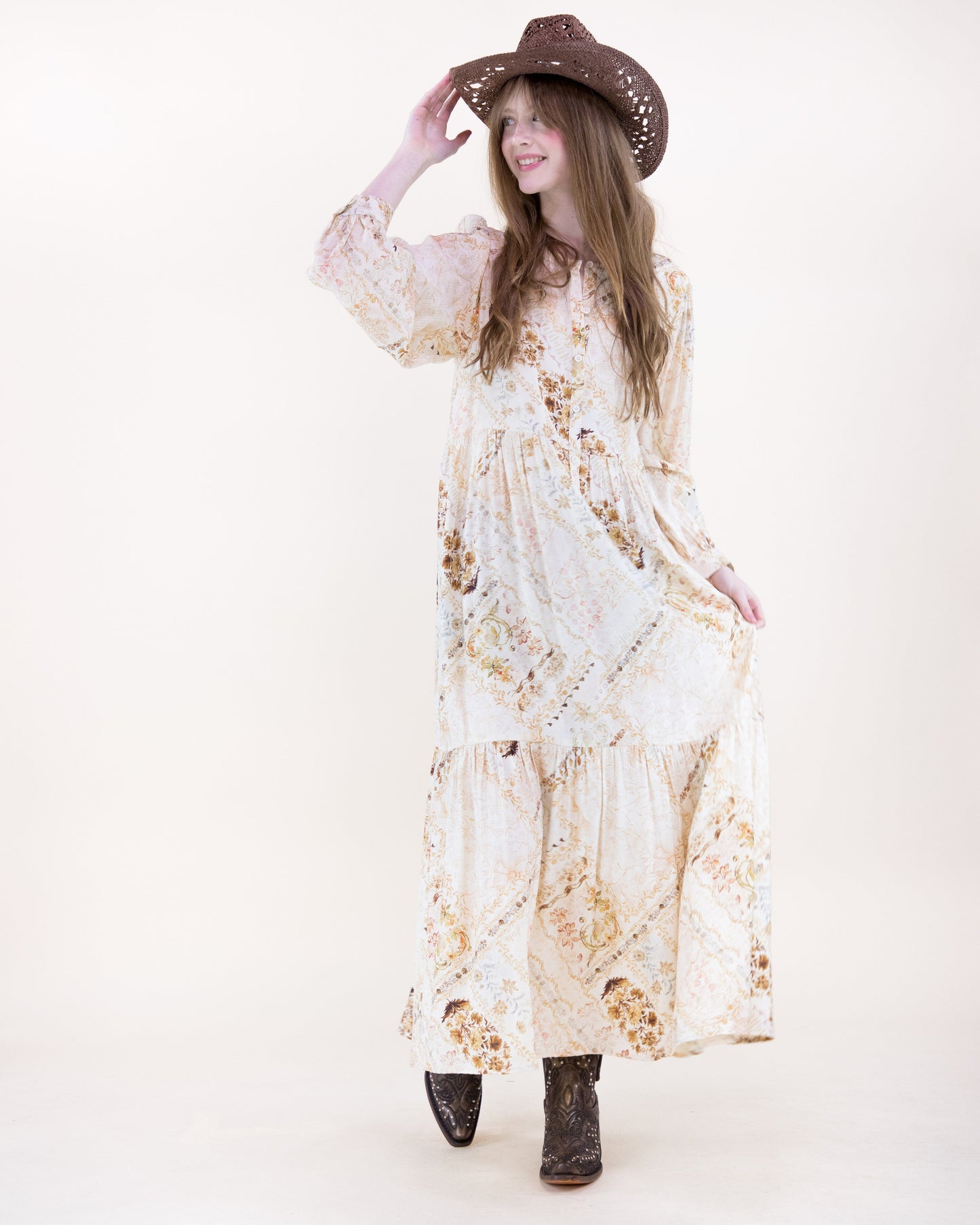 Wildflower Garden Long Sleeve Maxi Sundress