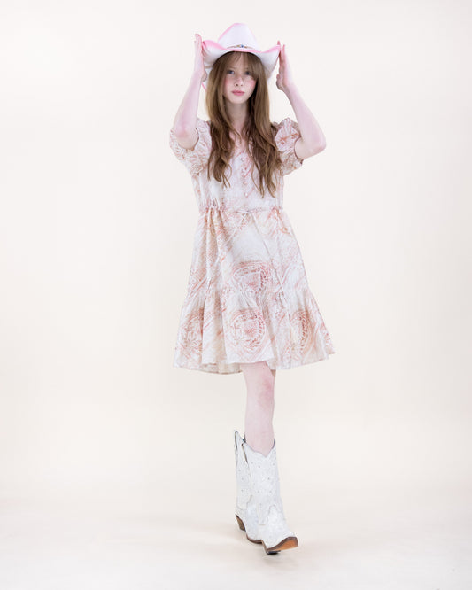 Vintage Boho Puff Sleeve Midi Sundress