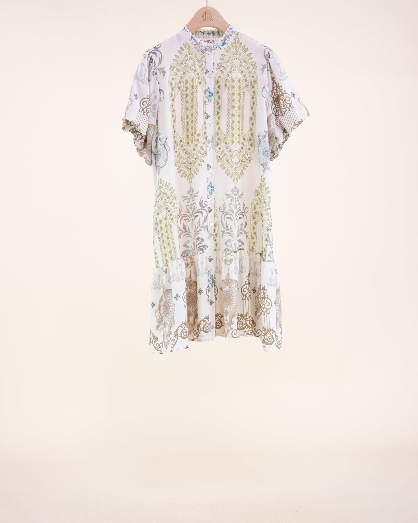Bold Damask Puff Sleeve Midi Sundress