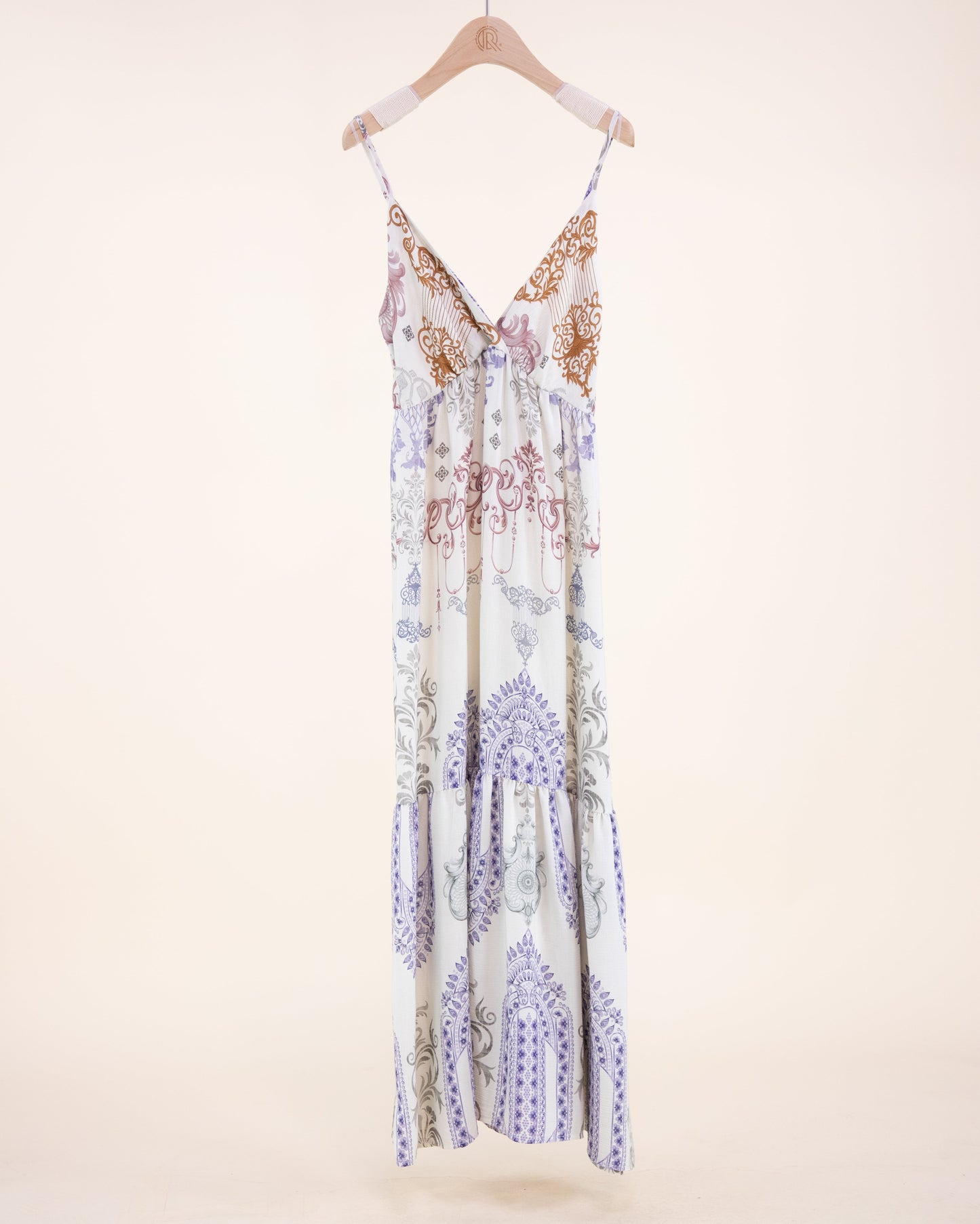 Bold Damask Strap Surplice Maxi Sundress