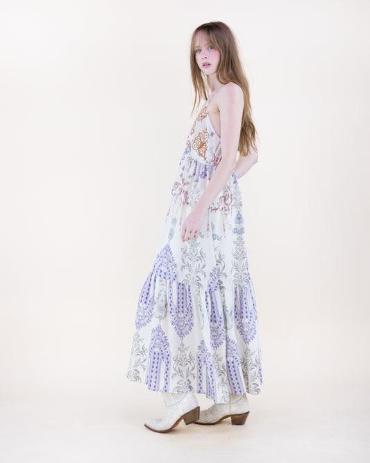 Bold Damask Strap Surplice Maxi Sundress