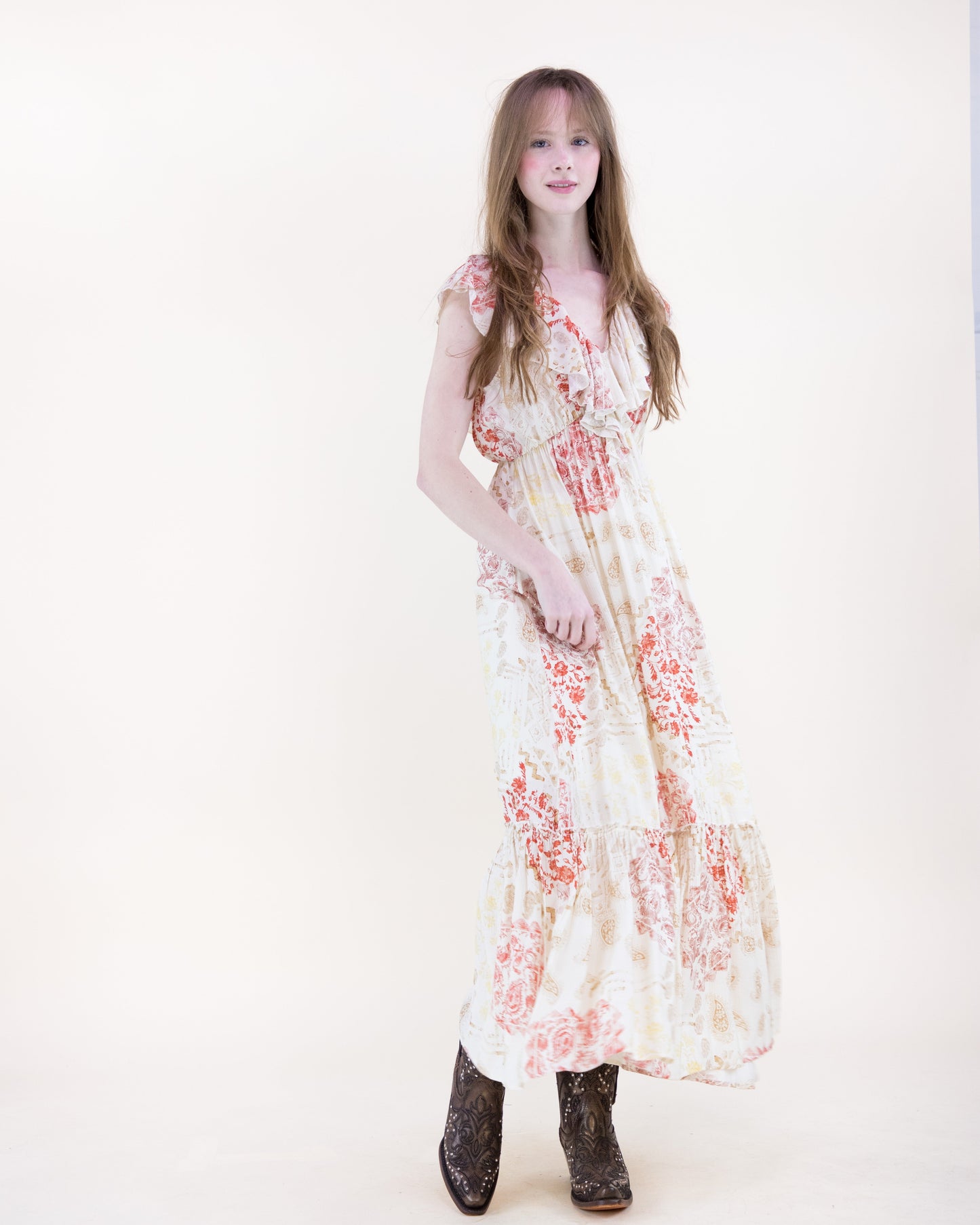 Vintage Romantic Ruffle Maxi Sundress