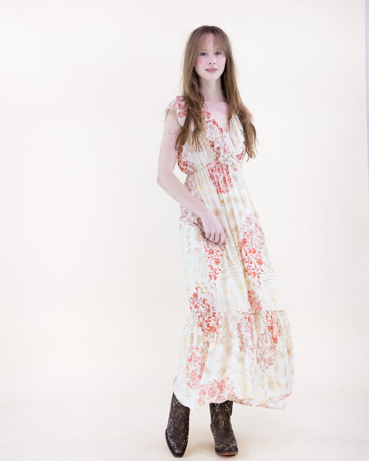 Vintage Romantic Ruffle Maxi Sundress