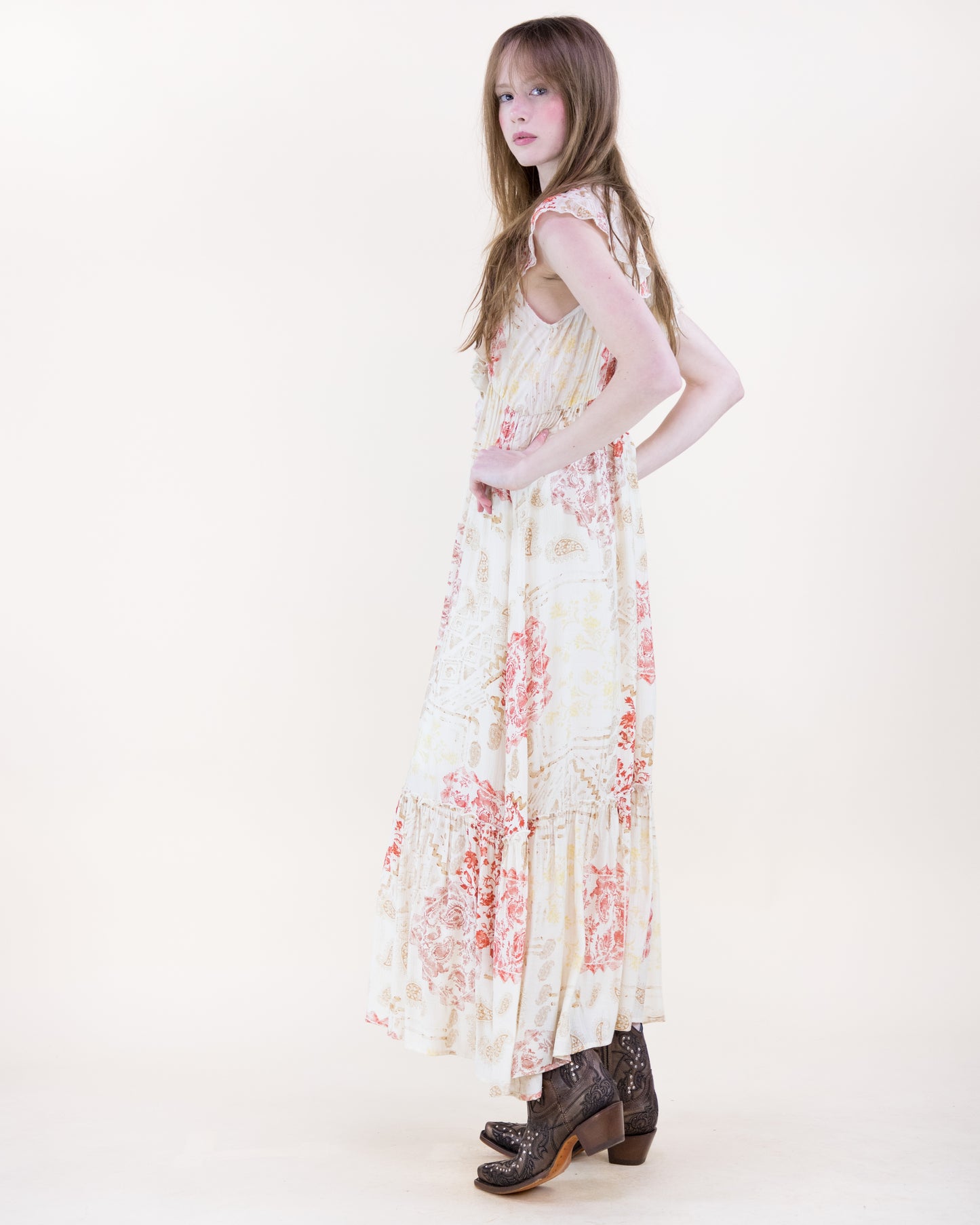 Vintage Romantic Ruffle Maxi Sundress