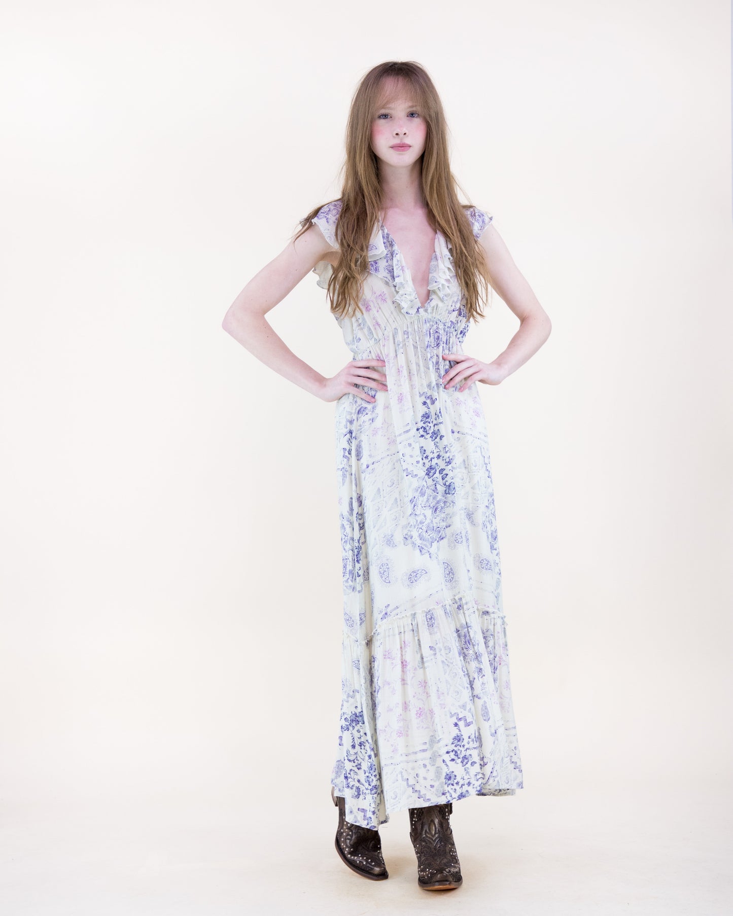 Vintage Romantic Ruffle Maxi Sundress