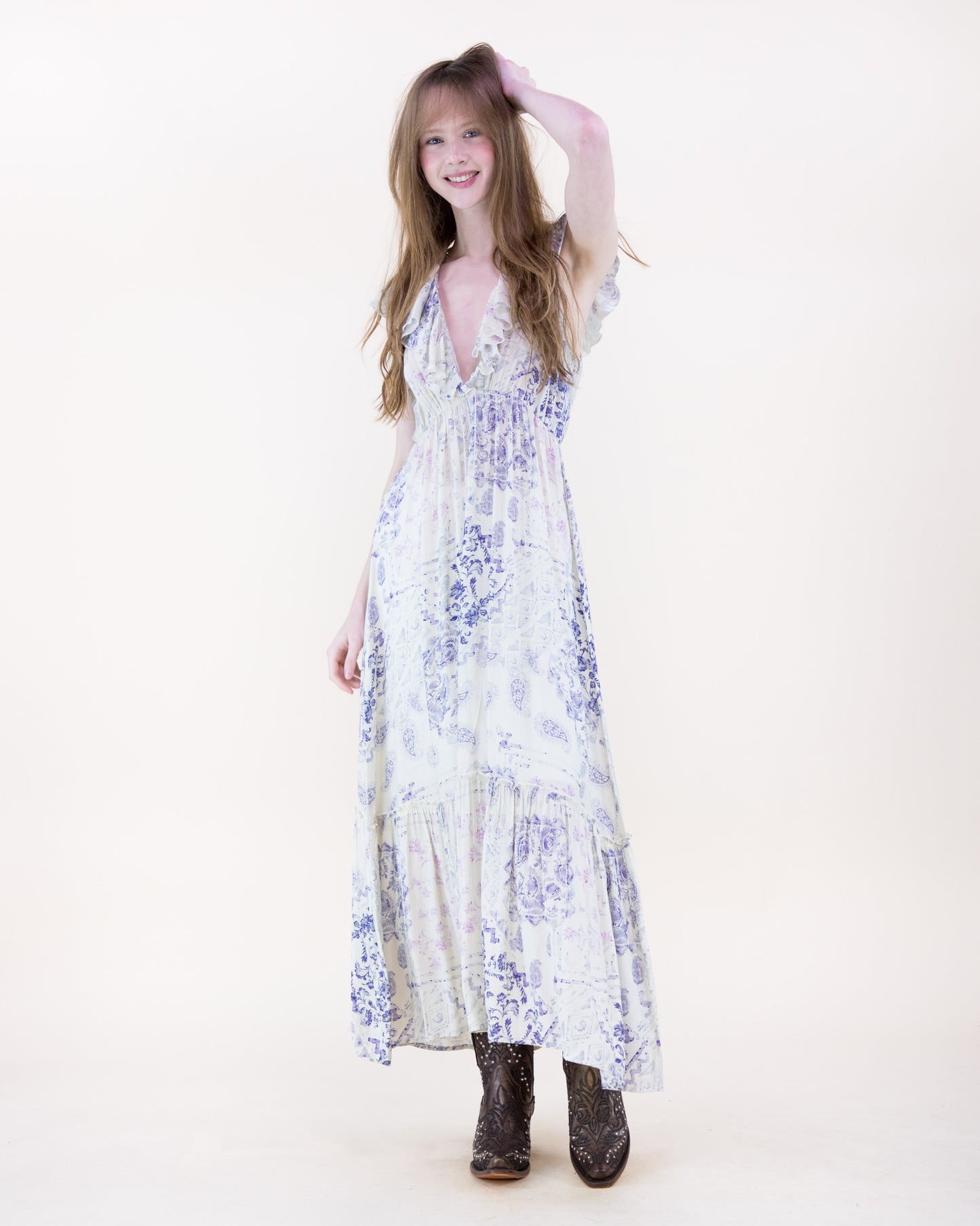 Vintage Romantic Ruffle Maxi Sundress