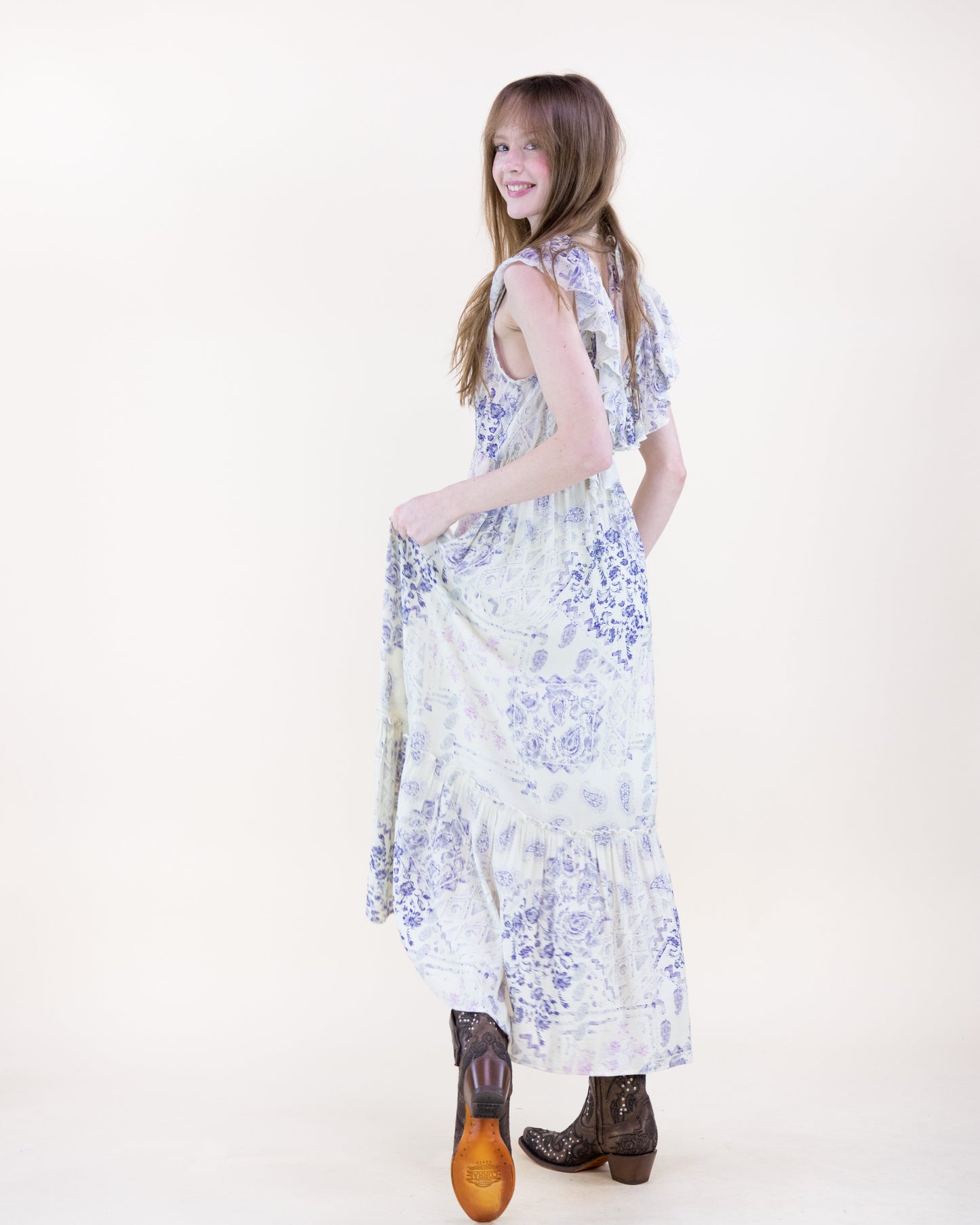 Vintage Romantic Ruffle Maxi Sundress