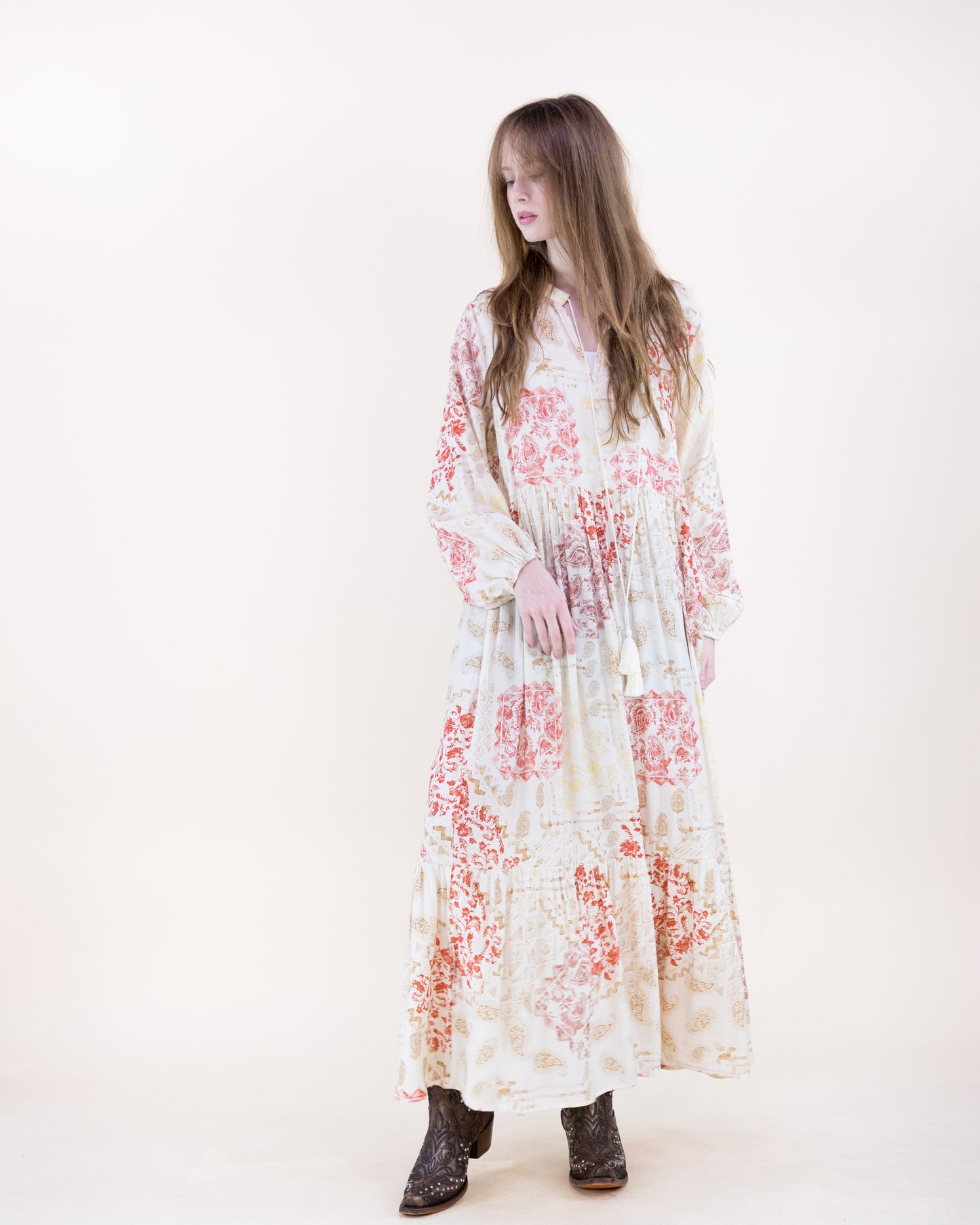 Vintage Romantic Long Sleeve Maxi Sundress