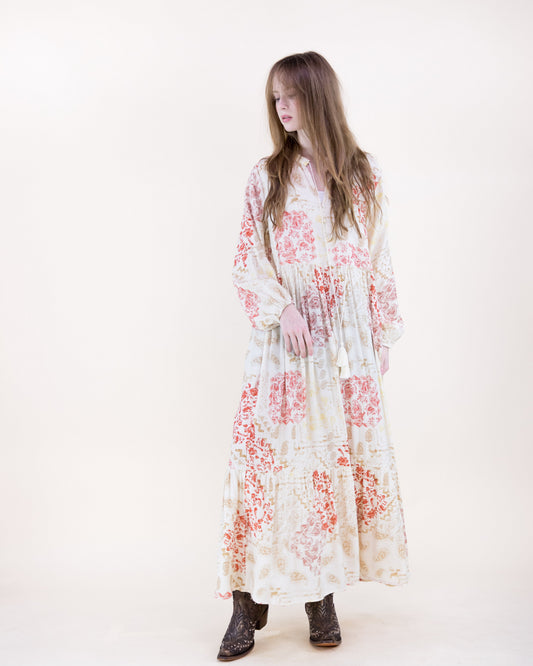 Vintage Romantic Long Sleeve Maxi Sundress