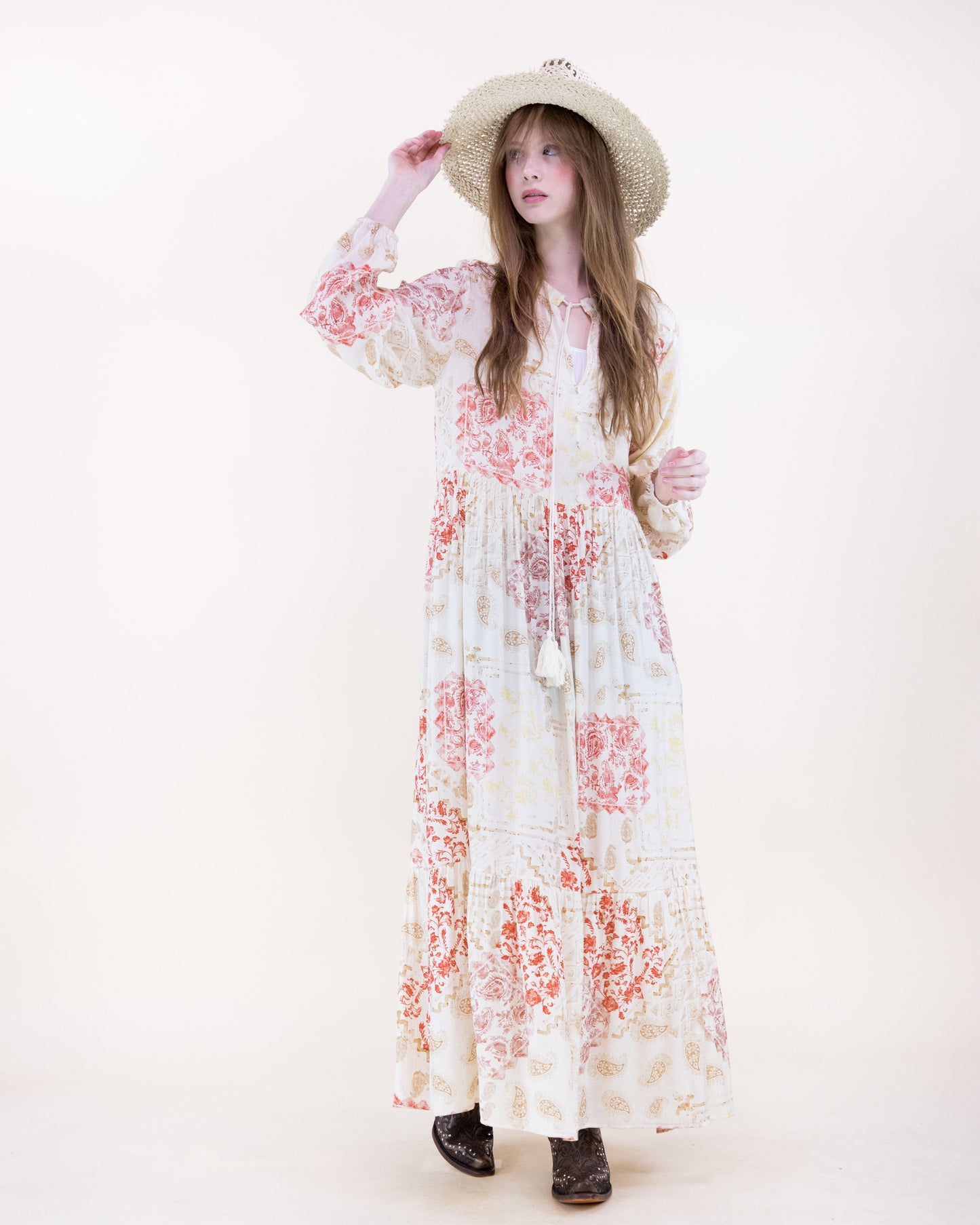Vintage Romantic Long Sleeve Maxi Sundress