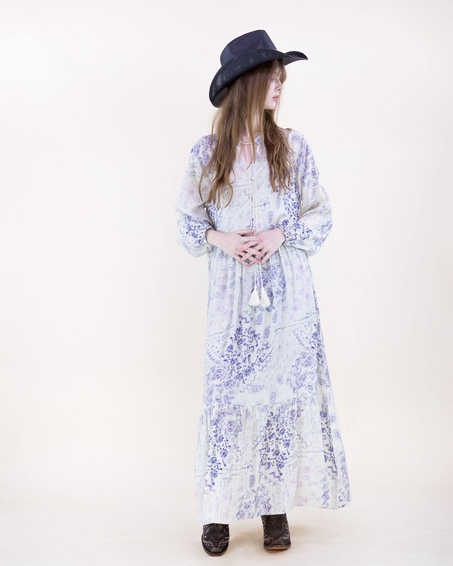 Vintage Romantic Long Sleeve Maxi Sundress