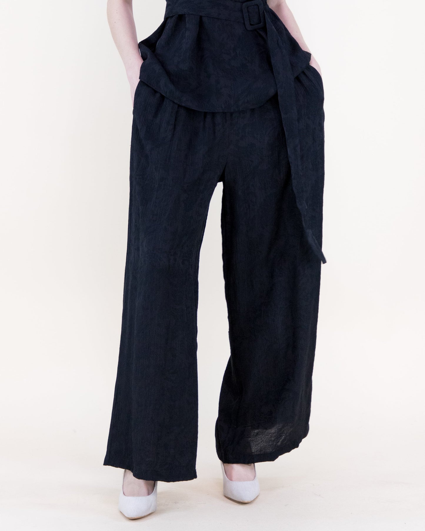 Crepe Jacquard Wide Leg Pants