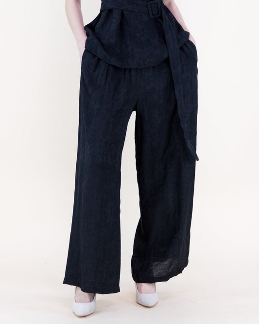 Crepe Jacquard Wide Leg Pants