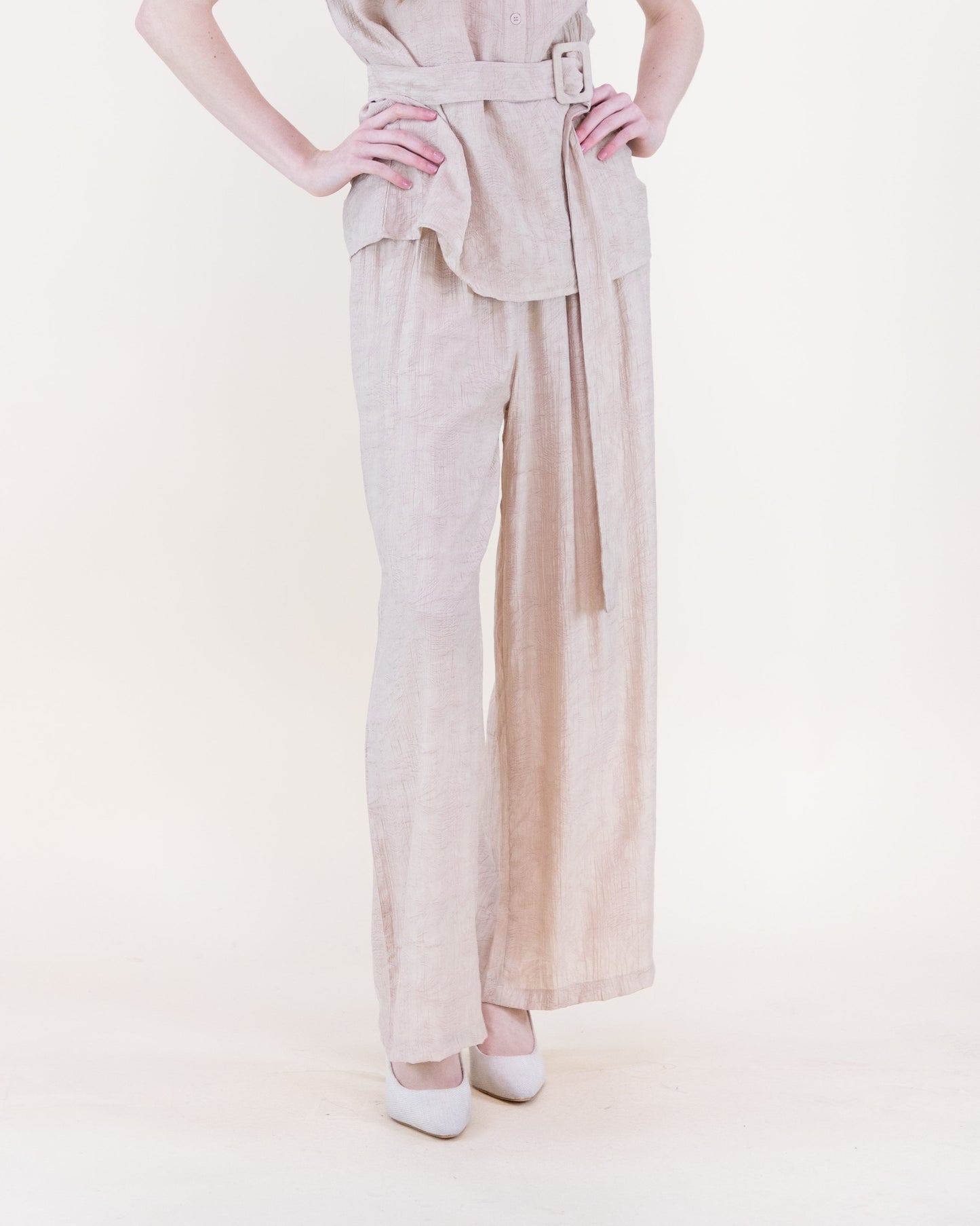 Crepe Jacquard Wide Leg Pants