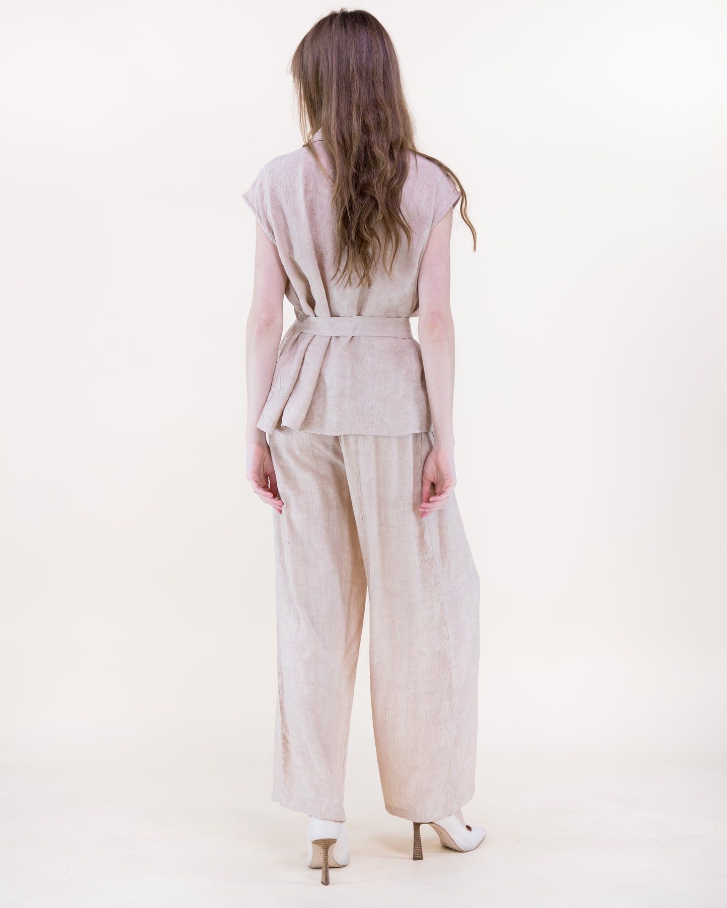 Crepe Jacquard Wide Leg Pants