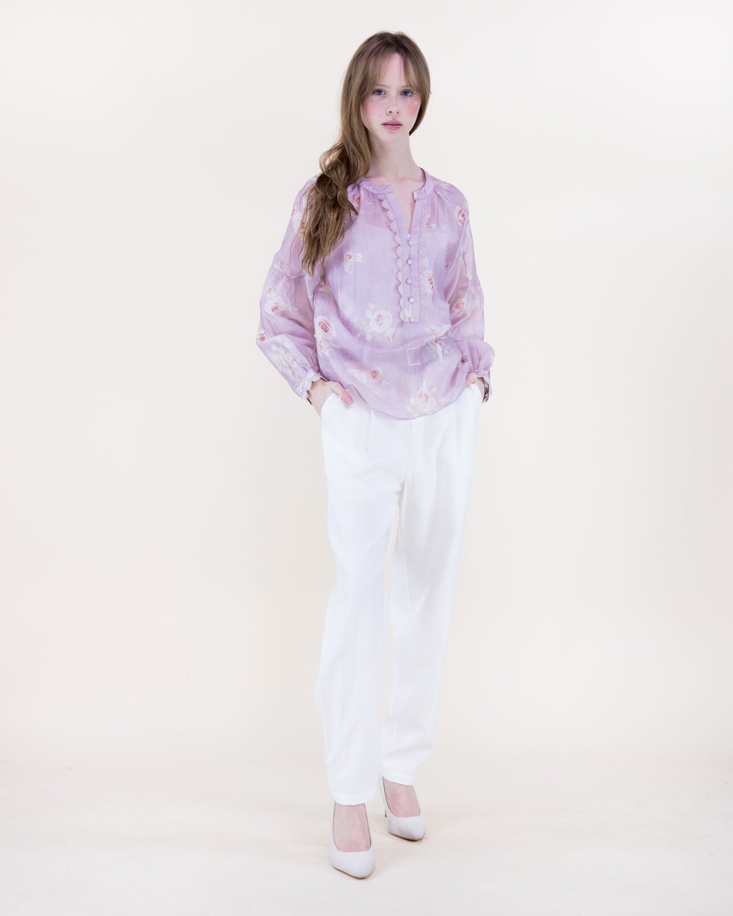 Romantic Prairie Long Line Deep V-Neck Shirt