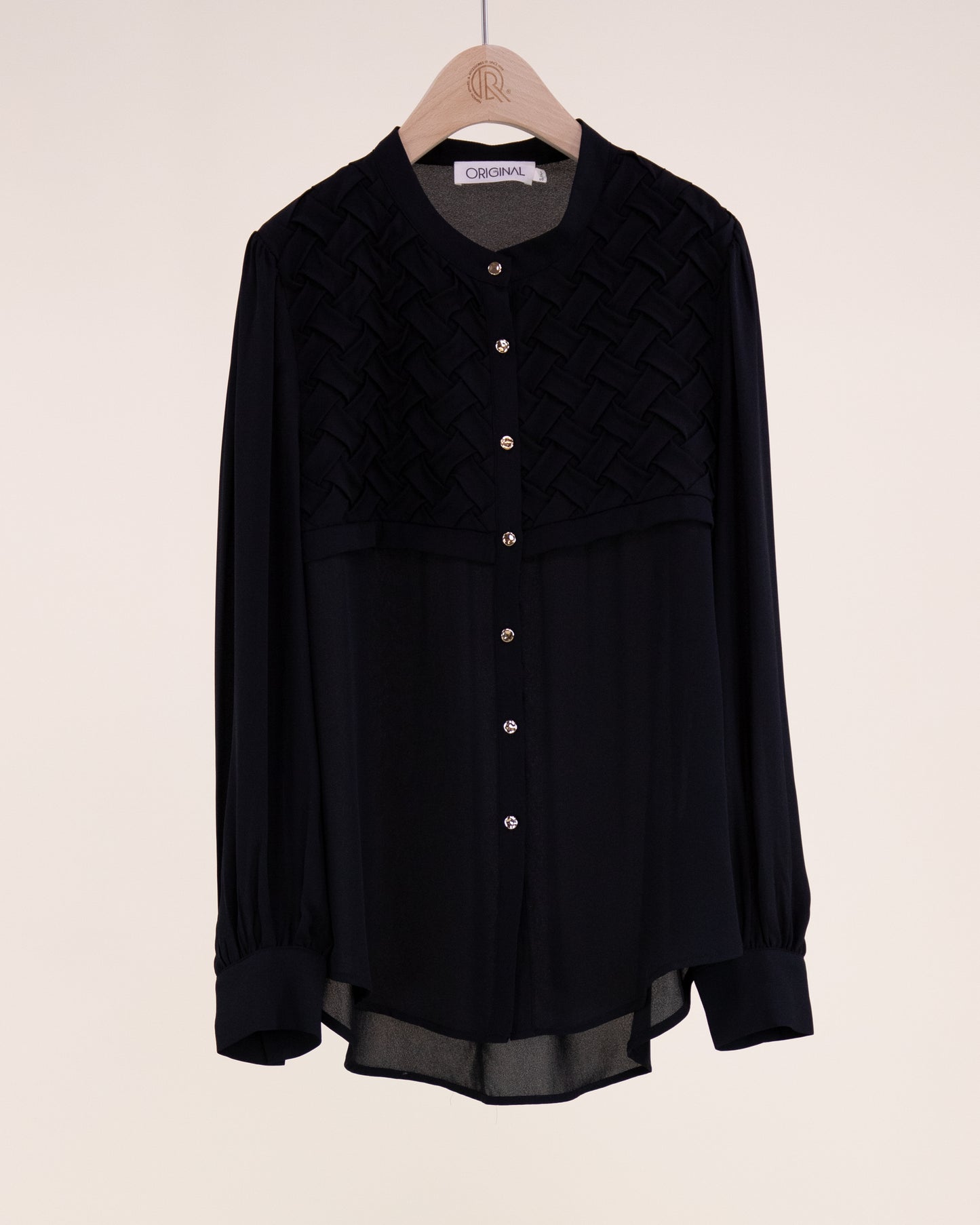 Atelier Lattice Yoke Button Up Blouse