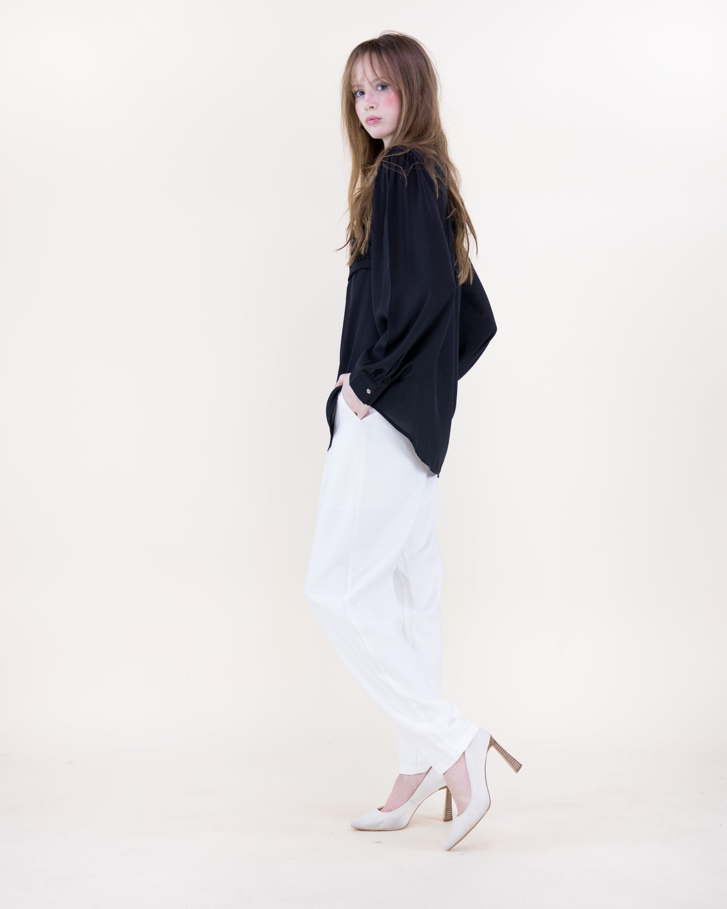 Atelier Lattice Yoke Button Up Blouse