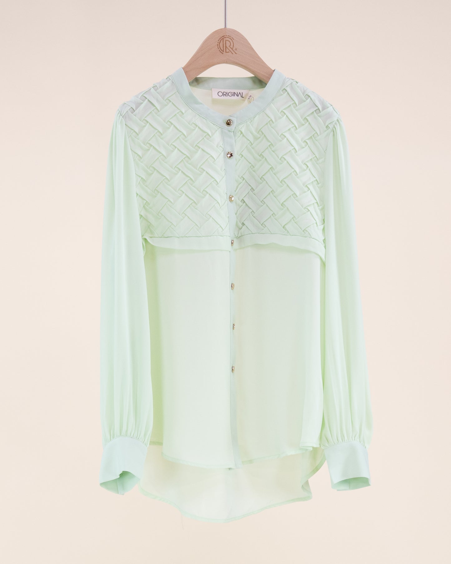 Atelier Lattice Yoke Button Up Blouse