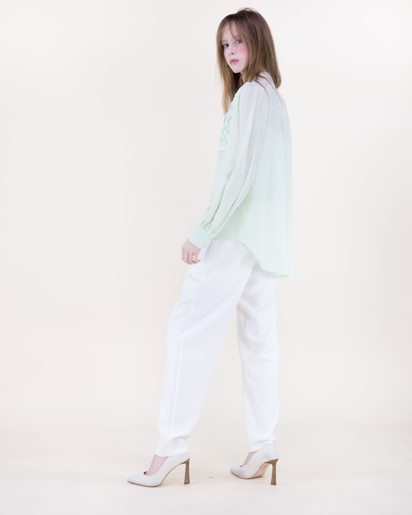 Atelier Lattice Yoke Button Up Blouse
