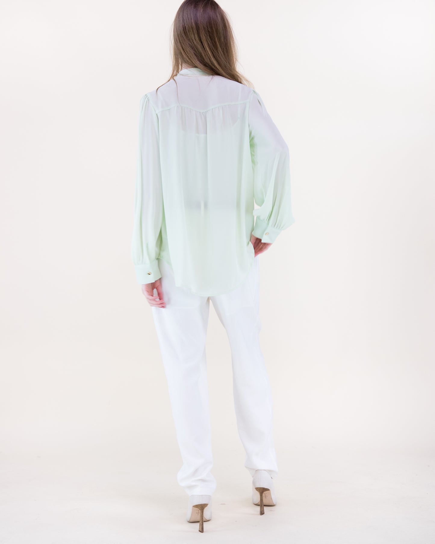 Atelier Lattice Yoke Button Up Blouse