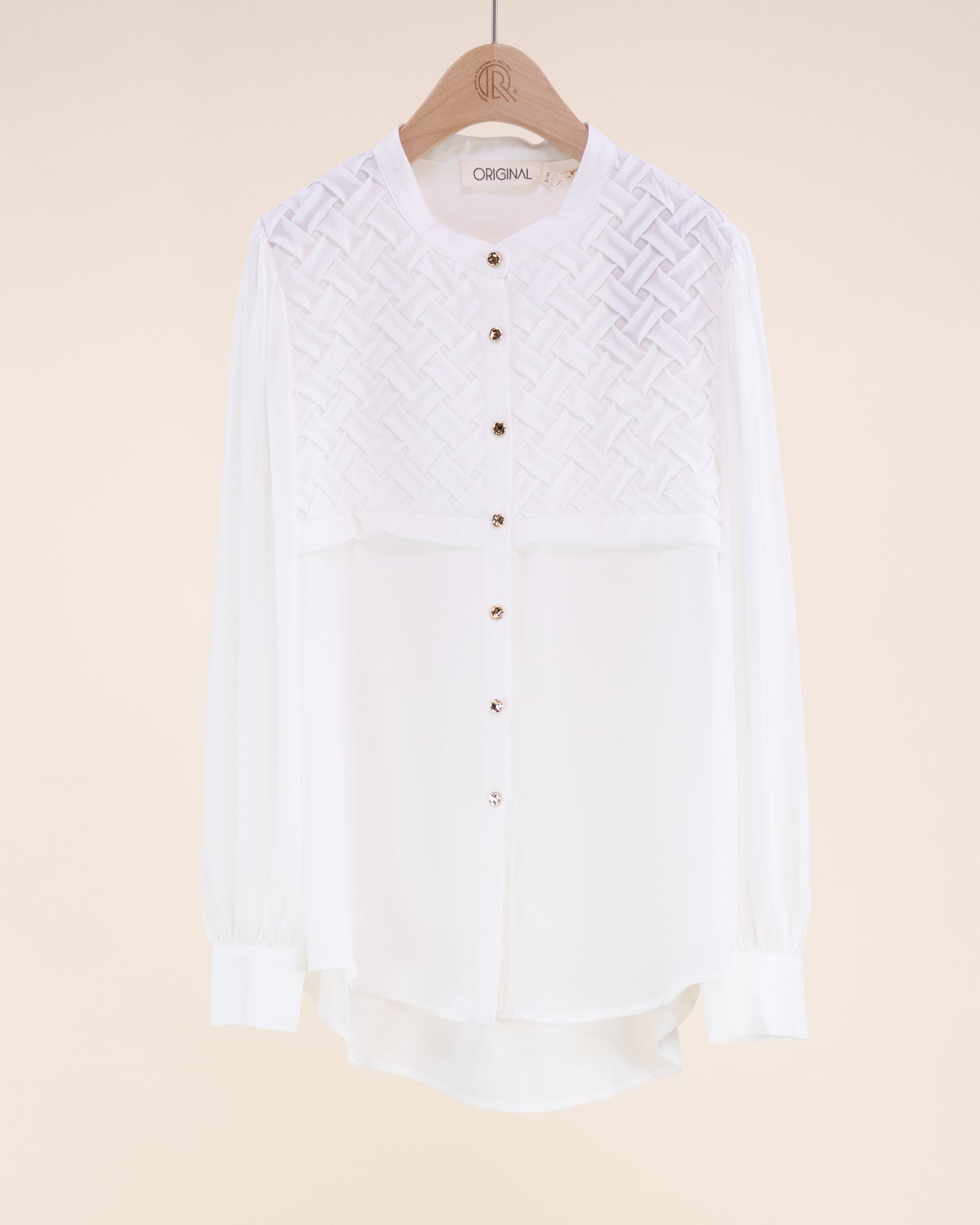 Atelier Lattice Yoke Button Up Blouse
