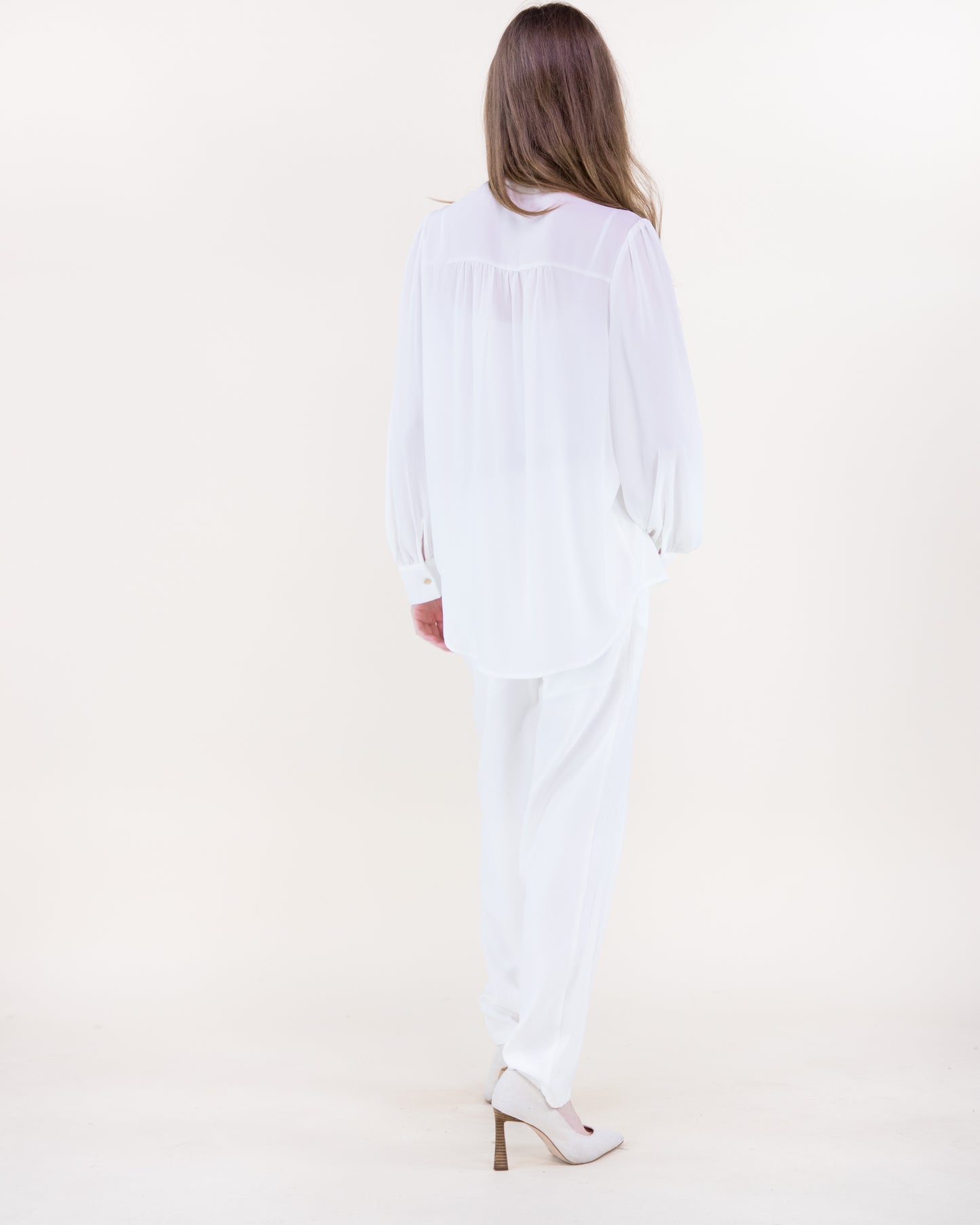 Atelier Lattice Yoke Button Up Blouse