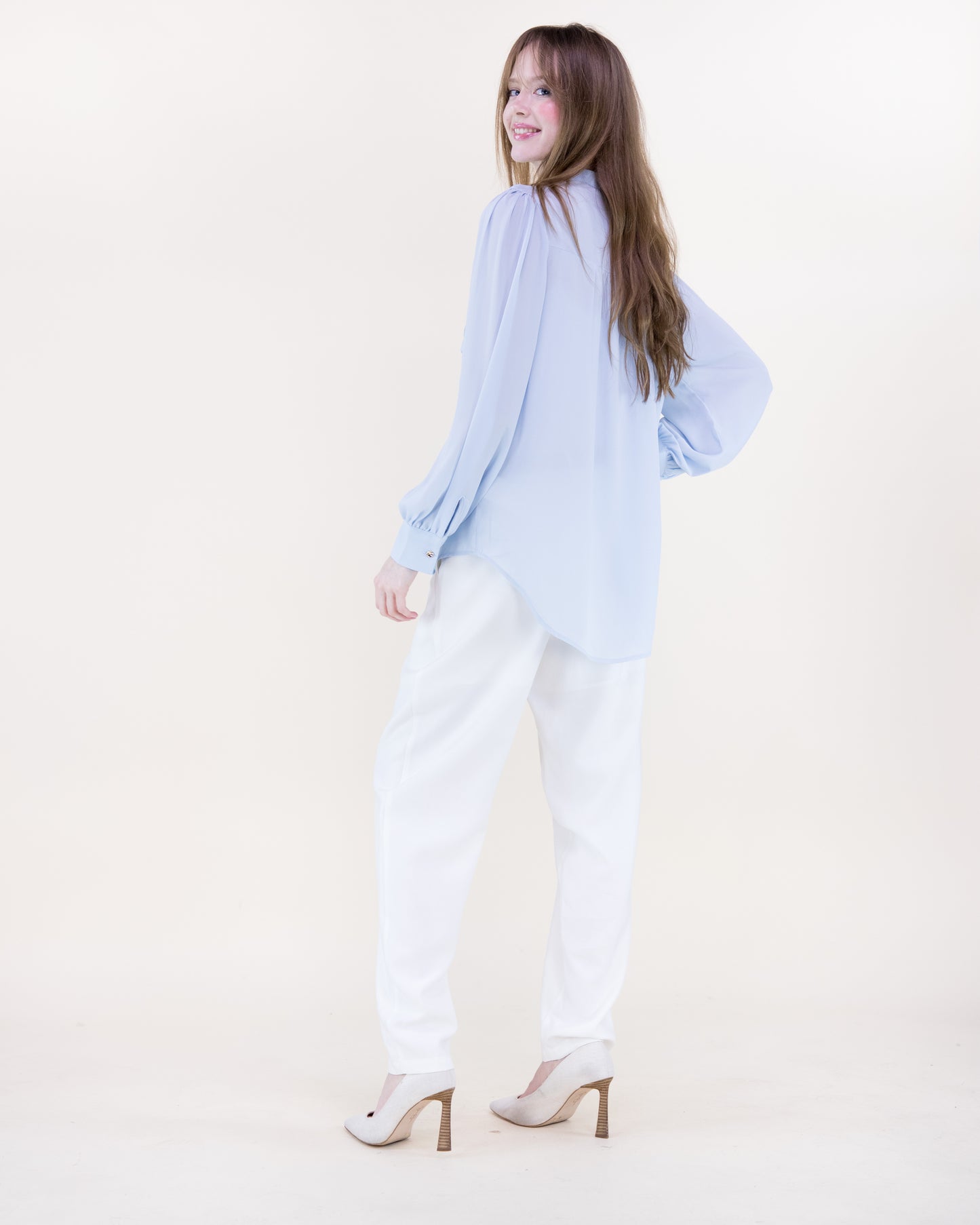 Atelier Lattice Yoke Button Up Blouse
