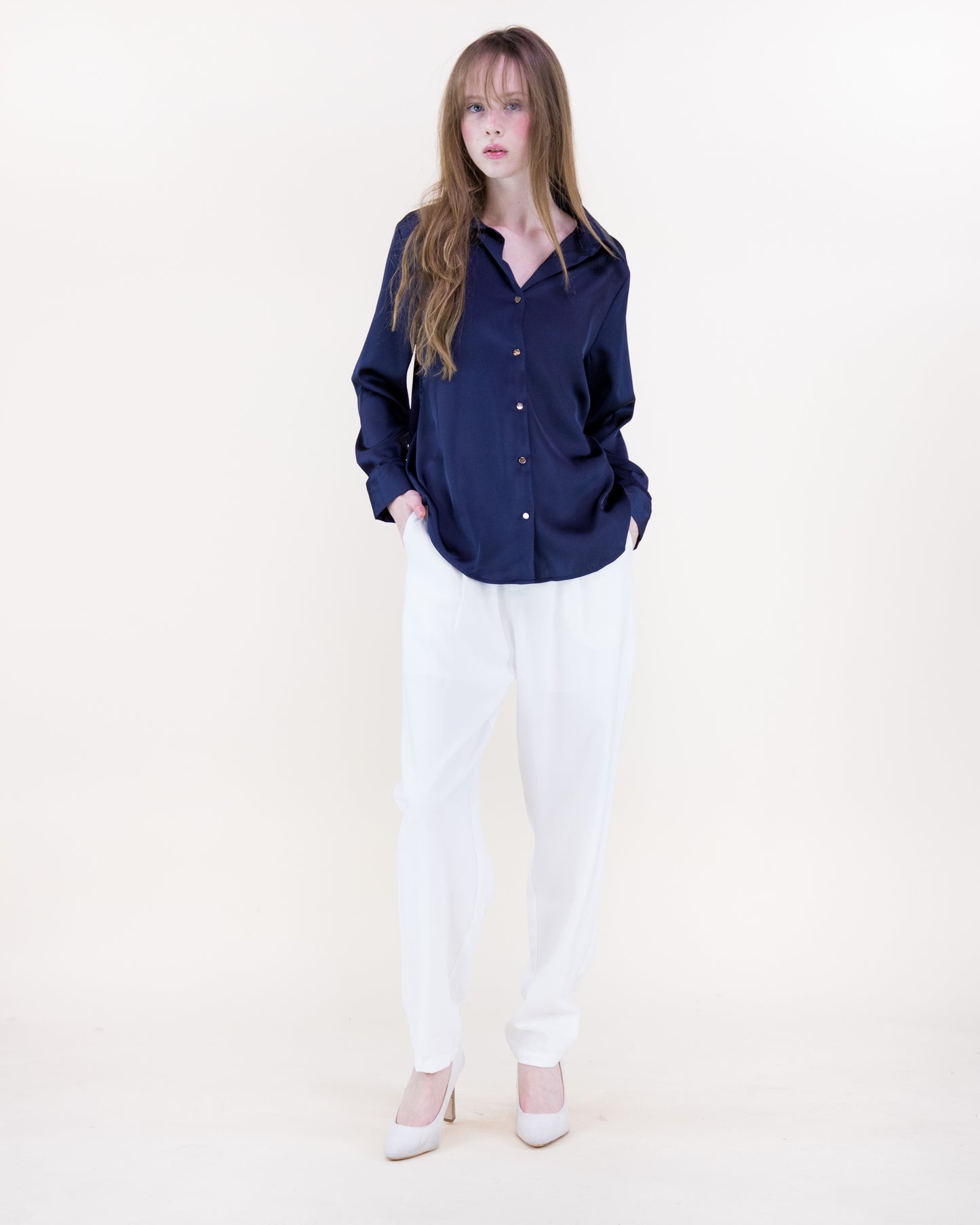 Atelier V-Neck Button Up Blouse