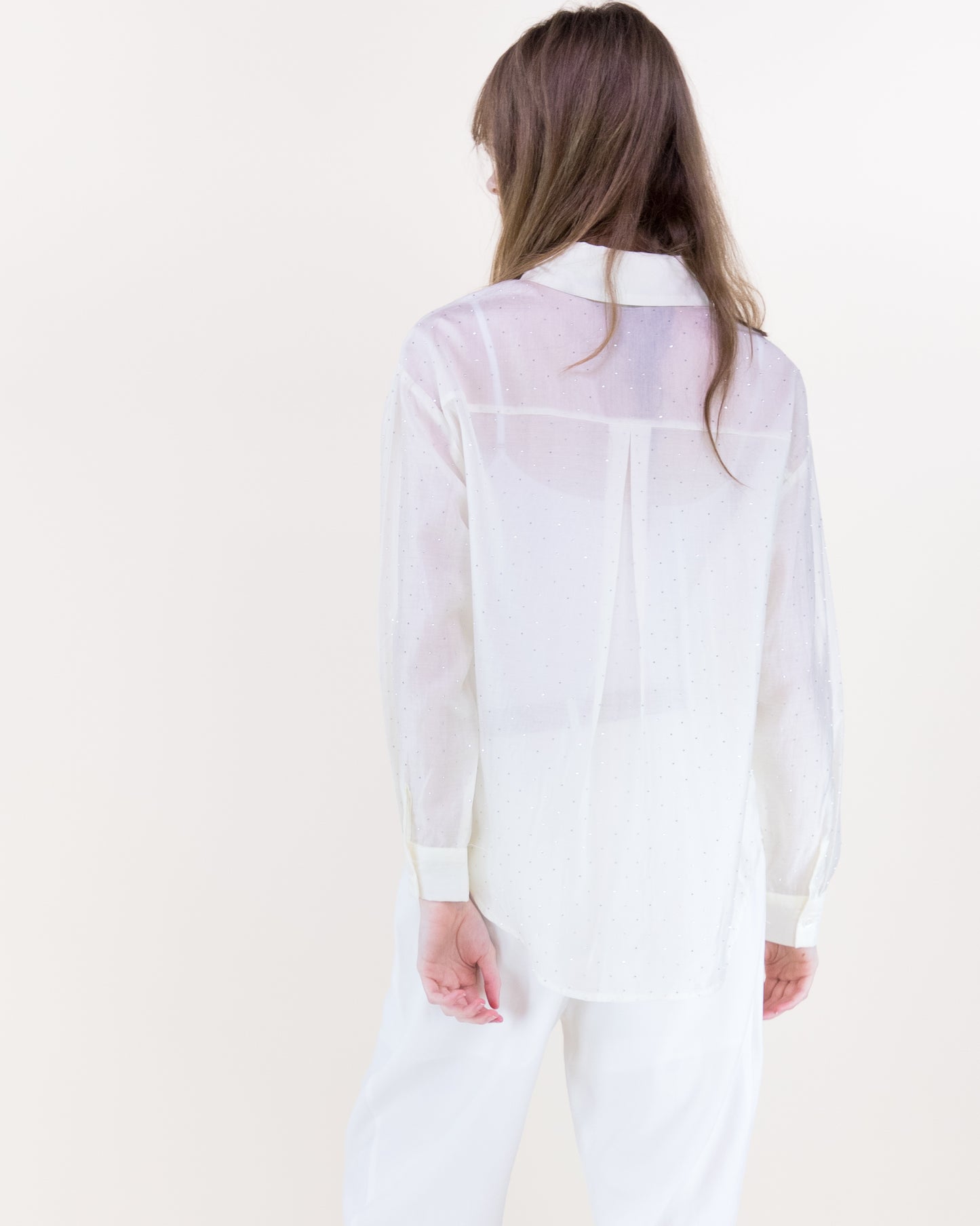 Atelier Shimmer Rhinestone Button Up Blouse